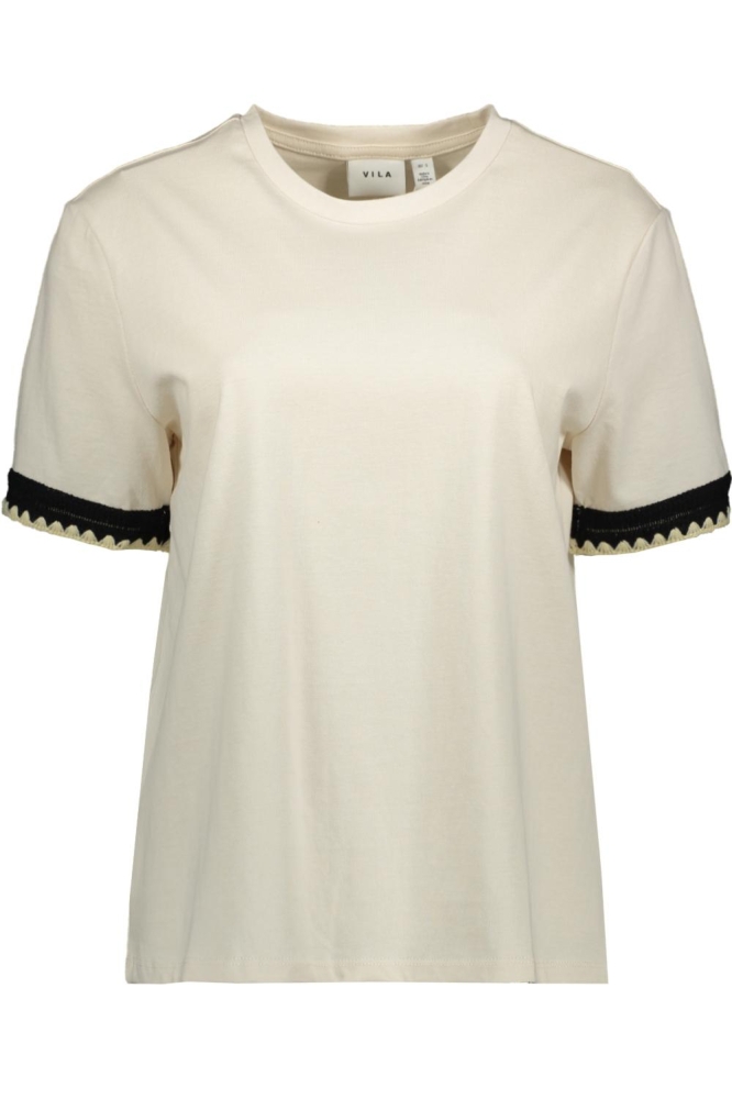 VINAJRA O-NECK S/S SHORT T-SHIRT 14105437 BIRCH/BLACK BEAU